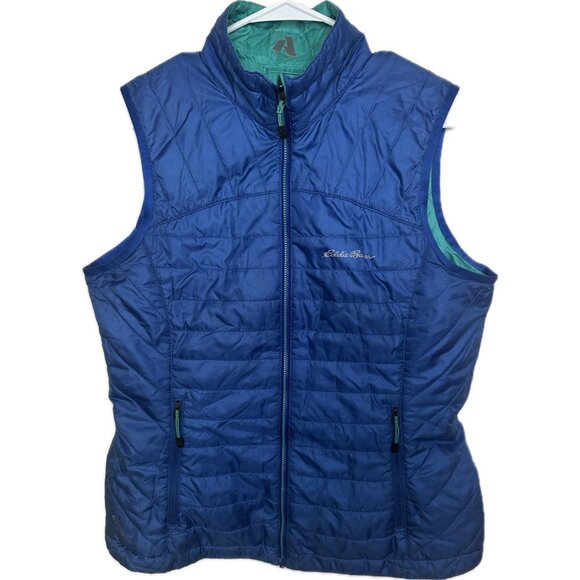 EDDIE BAUER Women’s Microlight Down Vest 650 Fill Puffer Vest Blue M - Picture 1 of 8